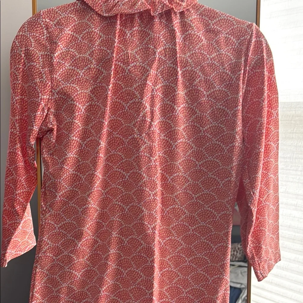 Red Patterned Ruffle Blouse - Picture 3 of 4